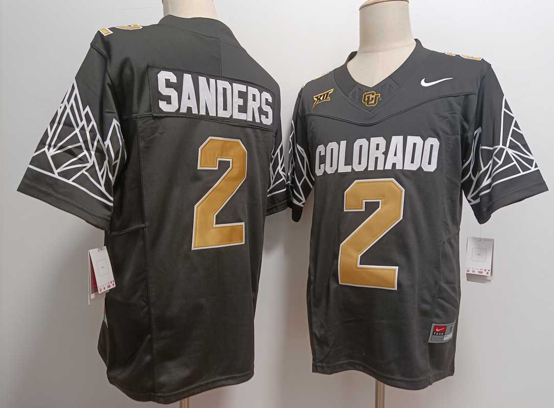 Men%27s Colorado Buffaloes #2 Shedeur Sanders Black Gold With XII Patch FUSE Vapor Stitched Jersey